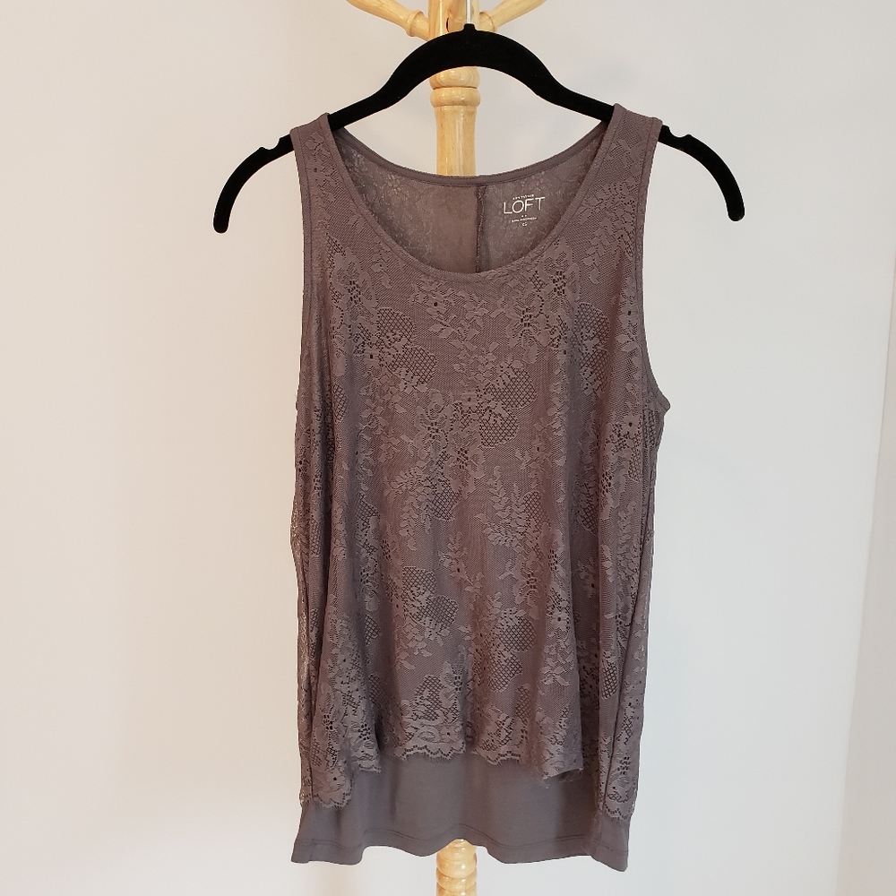 Ann Taylor Loft Lace Sleeveless Dress Blouse, XS